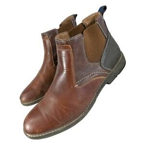 NUNN BUSH! NUTMEG & ESPRESSO BROWN GENUINE LEATHER WEATHERED BOOTS! SZ 9.5M